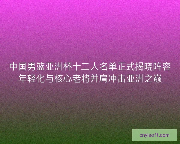 中国男篮亚洲杯十二人名单正式揭晓阵容年轻化与核心老将并肩冲击亚洲之巅