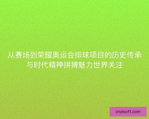 从赛场到荣耀奥运会排球项目的历史传承与时代精神拼搏魅力世界关注