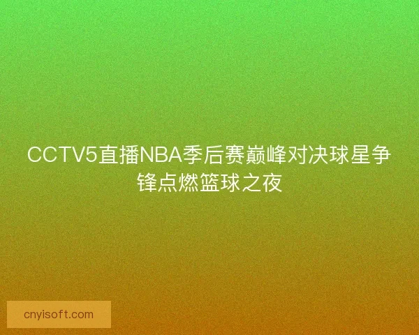 CCTV5直播NBA季后赛巅峰对决球星争锋点燃篮球之夜